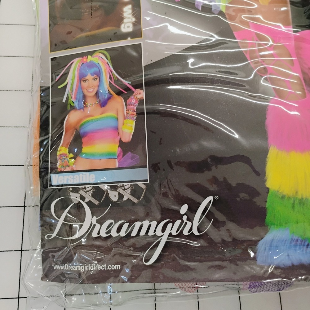 Adult HALLOWEEN Costume KANDI KID Medium DREAMGIRL 2 Piece Rainbow Colors - Picture 8 of 11